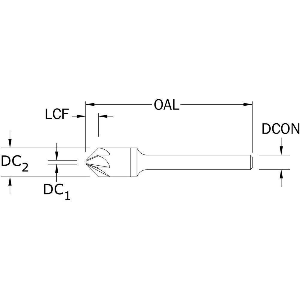 SGS Countersink: 1/2" Head Dia, 82.00 deg Included Angle, 6 Flute, Solid Carbide, Right Hand Cut - 74161