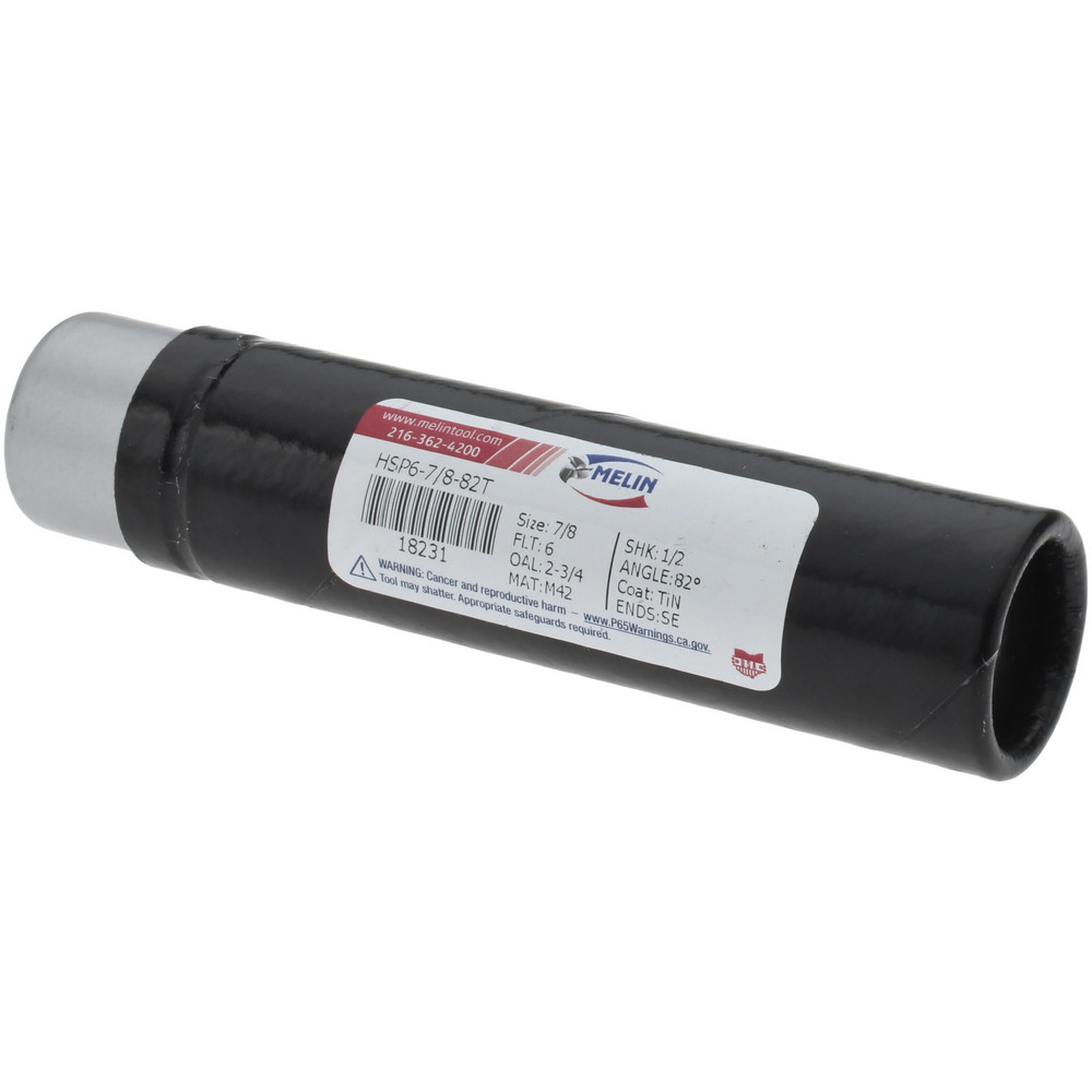 Melin Tool Countersink: 7/8" Head Dia, 82.00 deg Included Angle, 6 Flute, Cobalt Steel, Right Hand Cut - 18231