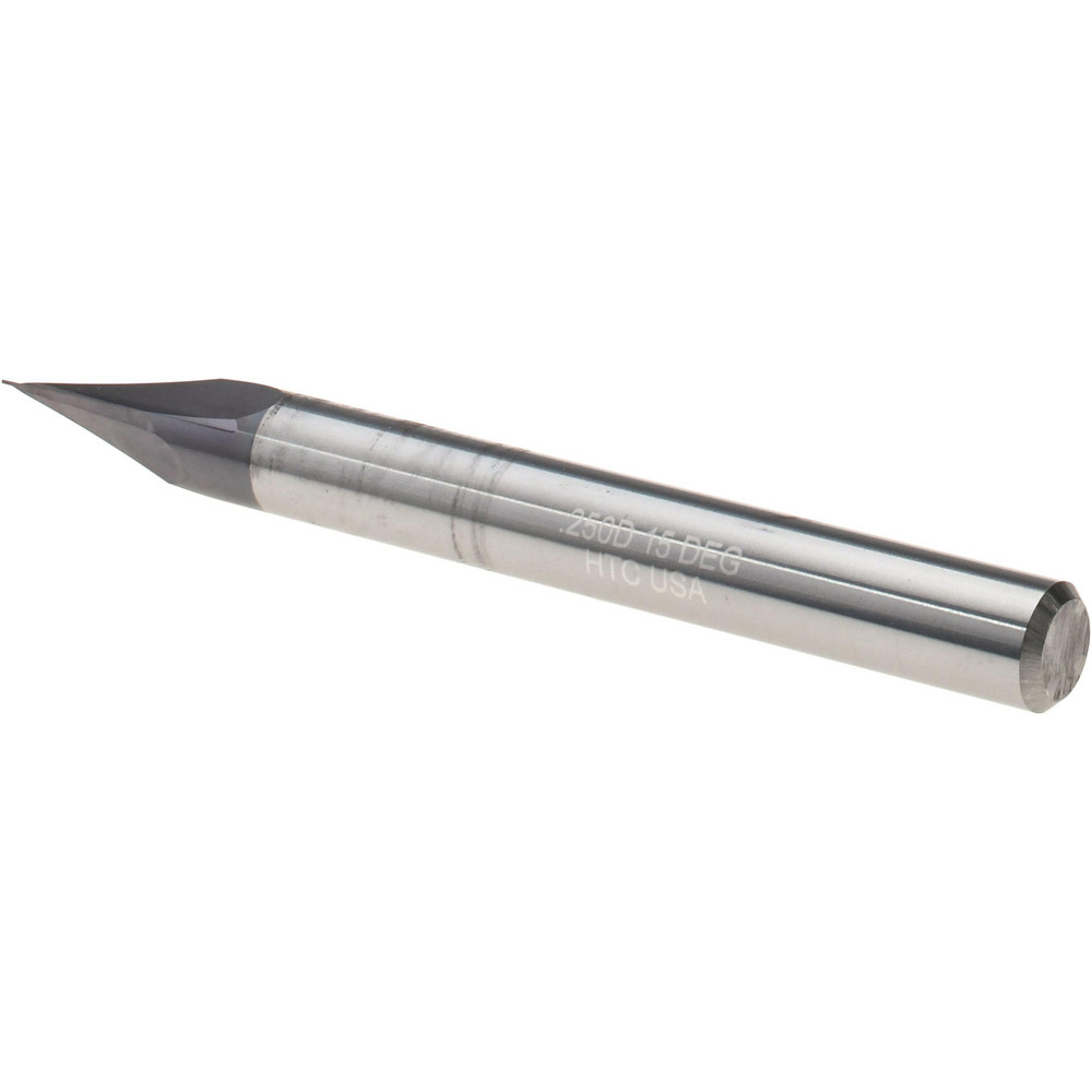 Harvey Tool Chamfer Mill: 1/4" Dia, 1/4" Shank Dia, 30 deg, 2 Flute, Solid Carbide, Single End - 47615-C3