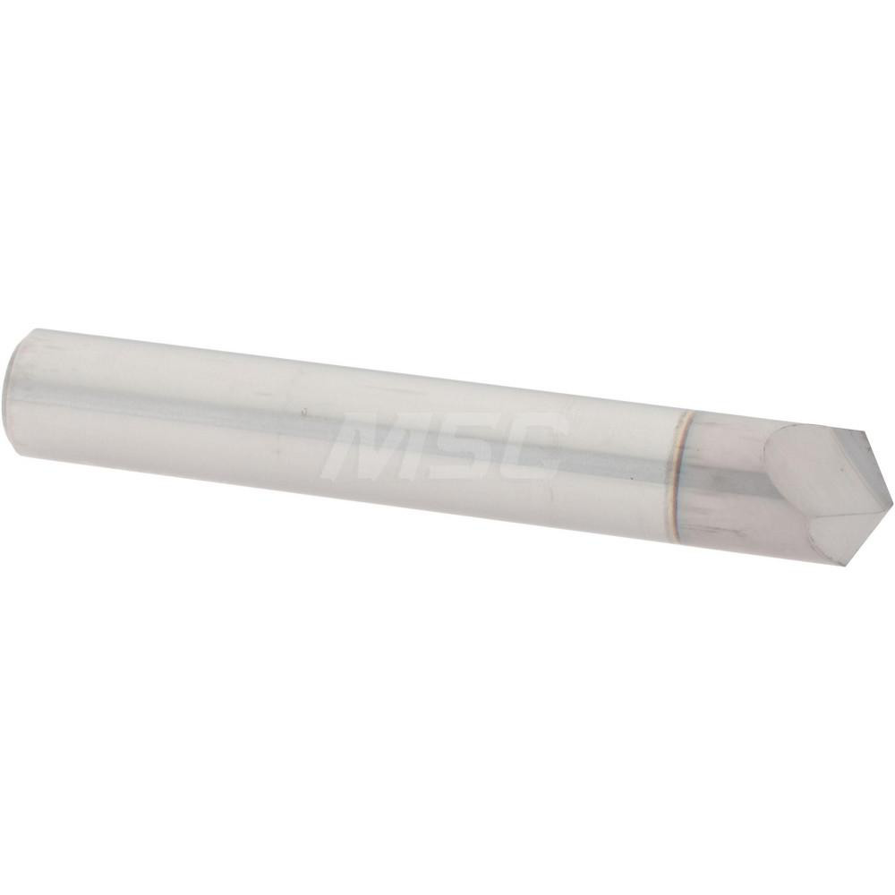Helical Solutions Chamfer Mill: 3/8" Dia, 3/8" Shank Dia, 120 deg, 3 Flute, Solid Carbide, Single End - 59829