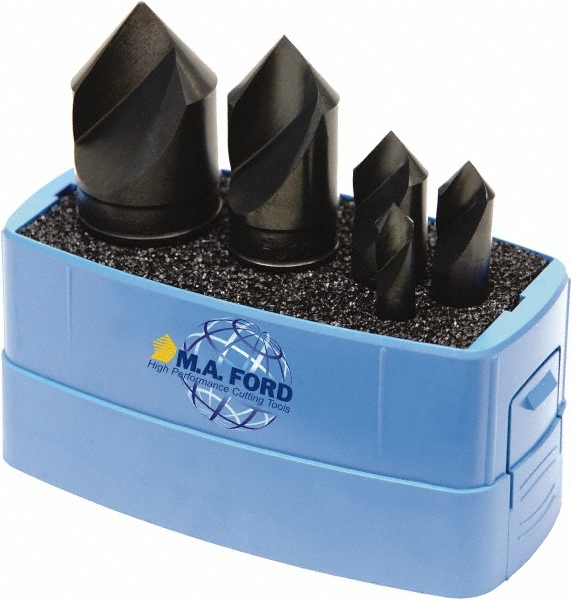 M.A. Ford® Countersink Set: 5 Pc, 1/4 to 3/4" Head Dia, 3 Flute - 92000014
