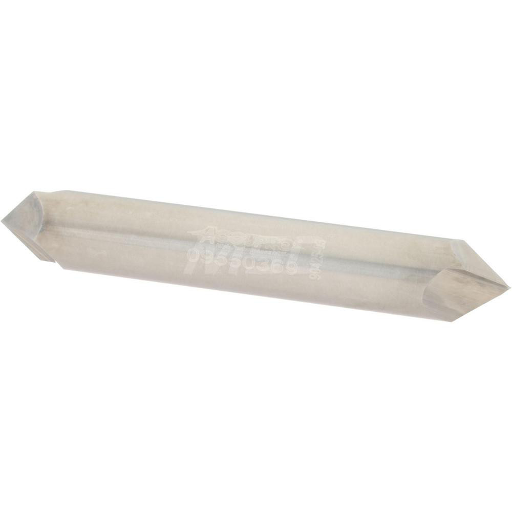 Harvey Tool Chamfer Mill: 1/8" Dia, 1/8" Shank Dia, 30 deg, 2 Flute, Solid Carbide, Double End - 988415