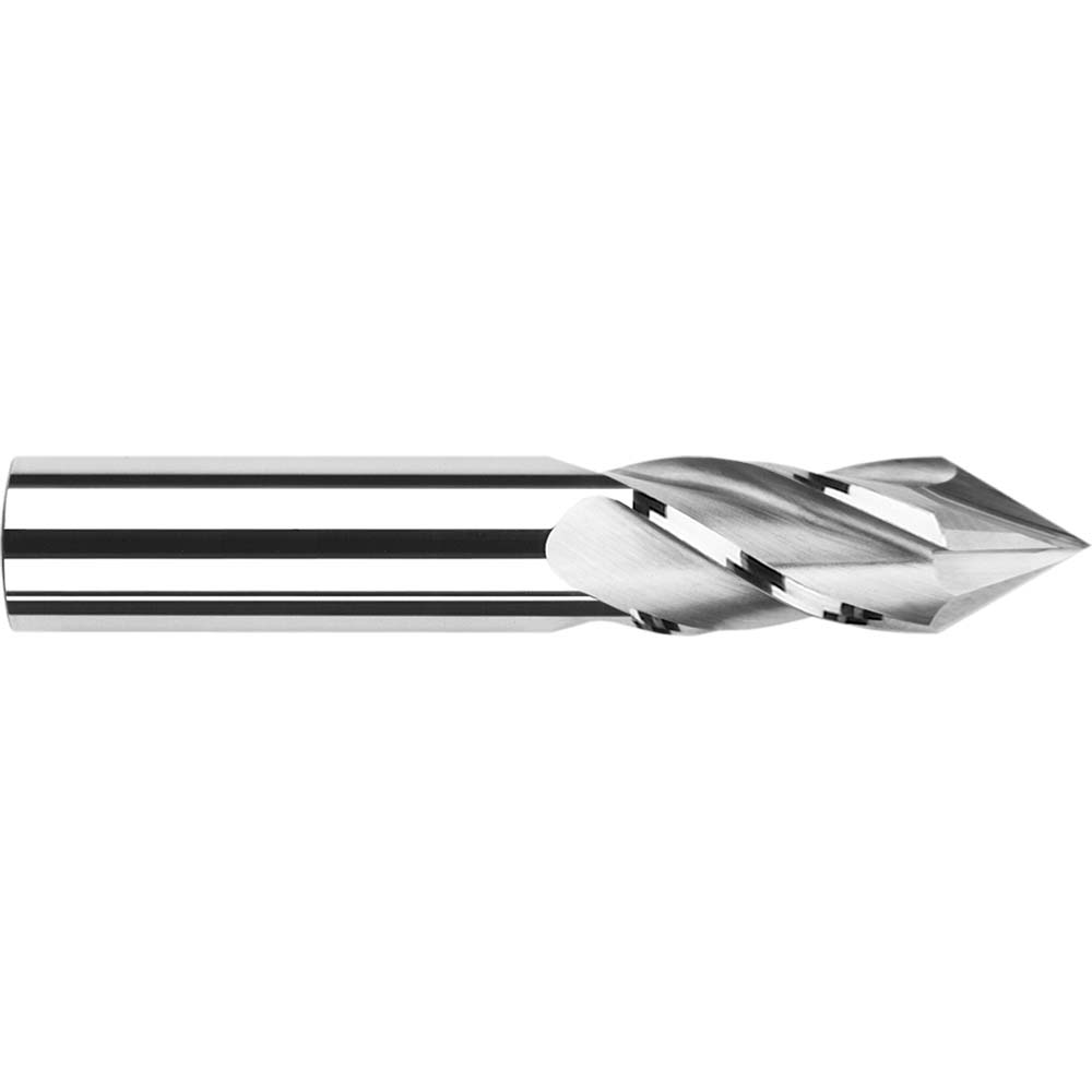 Helical Solutions Chamfer Mill: 3/16" Dia, 3/16" Shank Dia, 90 deg, 5 Flute, Solid Carbide, Single End - 83878