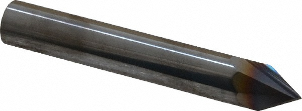 Helical Solutions Chamfer Mill: 3/16" Dia, 3/16" Shank Dia, 90 deg, 5 Flute, Solid Carbide, Single End - 83878