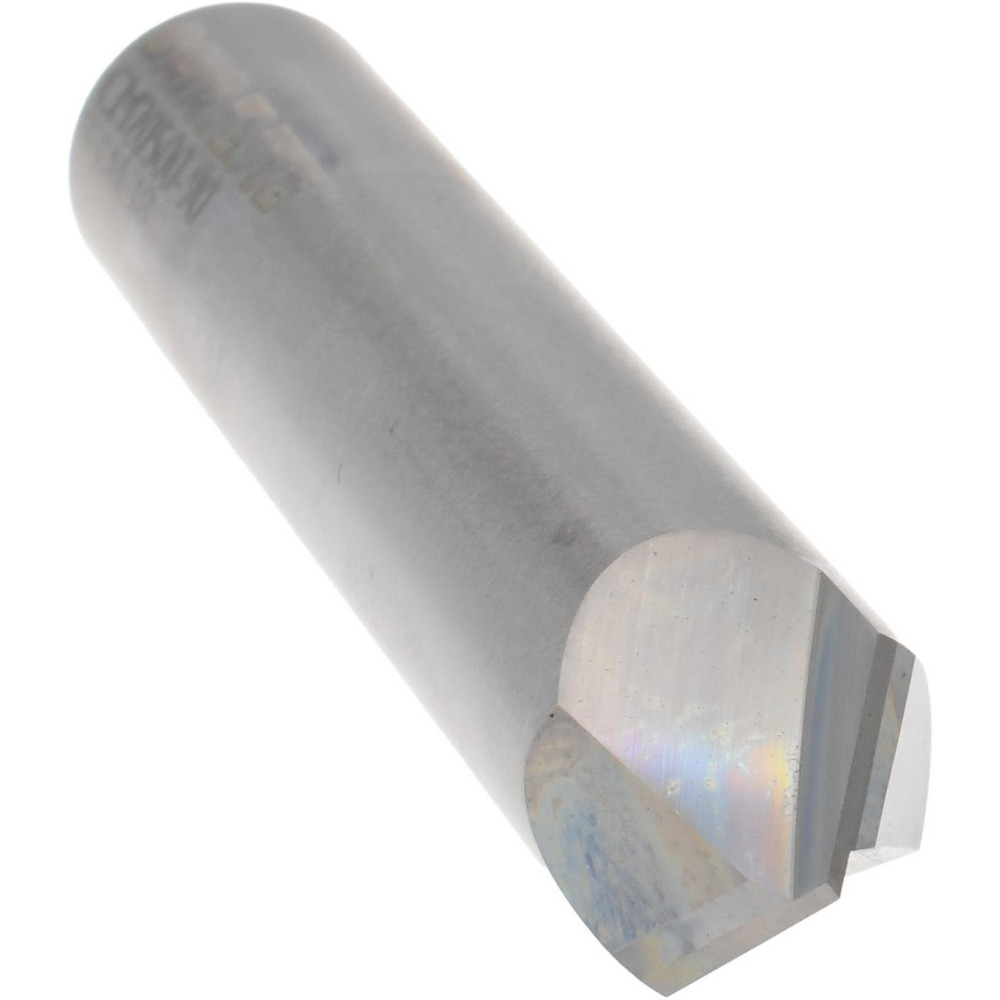 Made in USA Chamfer Mill: 1/2" Dia, 1/2" Shank Dia, 90 deg, 2 Flute, Solid Carbide, Single End - 34788-00-D