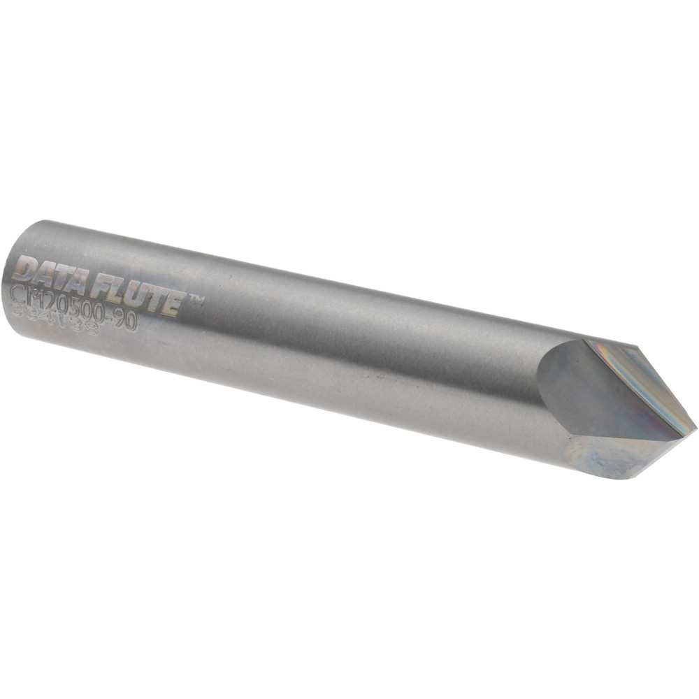 Made in USA Chamfer Mill: 1/2" Dia, 1/2" Shank Dia, 90 deg, 2 Flute, Solid Carbide, Single End - 34788-00-D