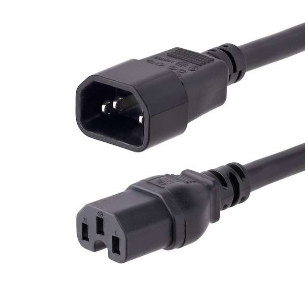 Startech.Com 10ft 3m Heavy Duty Extension Cord IEC C14 to IEC C15 Extension Cord 15A 125V - H1415-10F-POWER-CORD