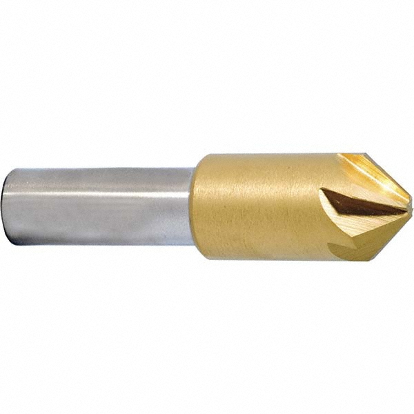 Melin Tool Countersink: 1/4" Head Dia, 100.00 deg Included Angle, 6 Flute, Cobalt Steel, Right Hand Cut - 18197