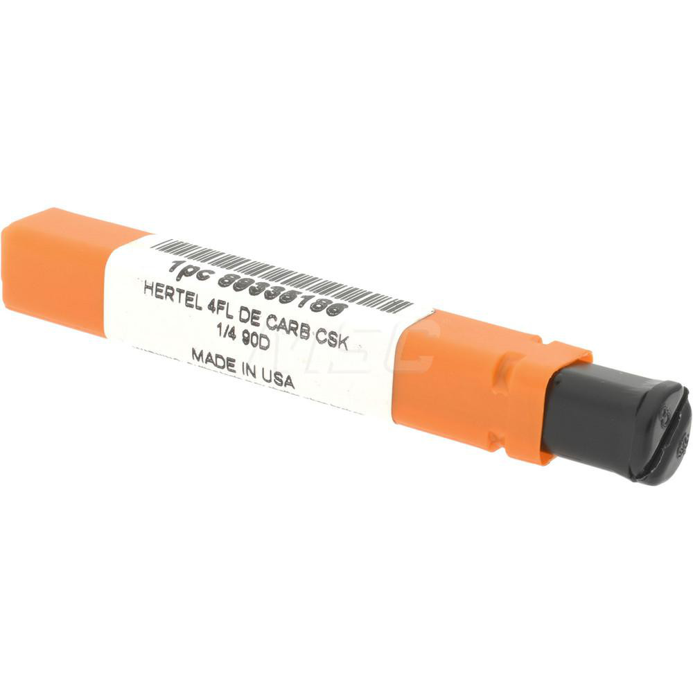 Hertel Countersink: 1/4" Head Dia, 90.00 deg Included Angle, 4 Flute, Solid Carbide, Right Hand Cut - 334-203070