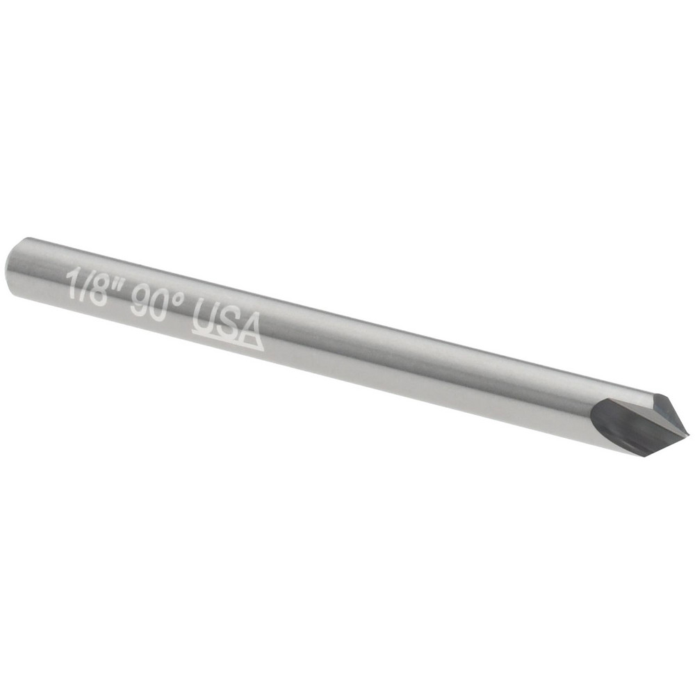 Accupro Chamfer Mill: 1/8" Dia, 1/8" Shank Dia, 90 deg, 2 Flute, Solid Carbide, Single End - 2500008