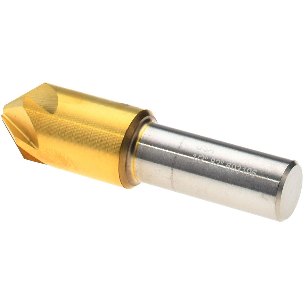 Melin Tool Countersink: 1/2" Head Dia, 82.00 deg Included Angle, 6 Flute, Cobalt Steel, Right Hand Cut - 18213