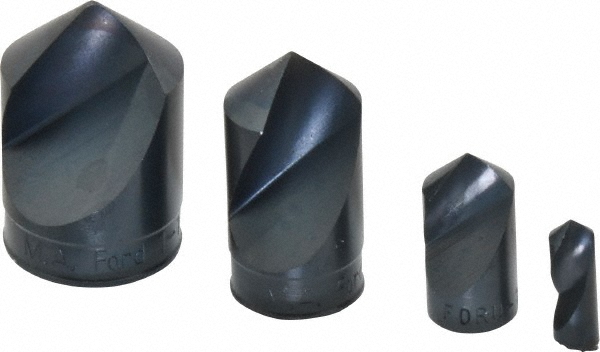 M.A. Ford® Countersink Set: 4 Pc, 1/4 to 1" Head Dia, 1 Flute, 90 deg Included Angle - 64100003