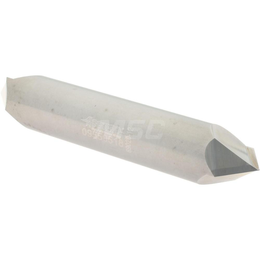 Accupro Chamfer Mill: 1/2" Dia, 1/2" Shank Dia, 90 deg, 2 Flute, Solid Carbide, Double End - 2500029