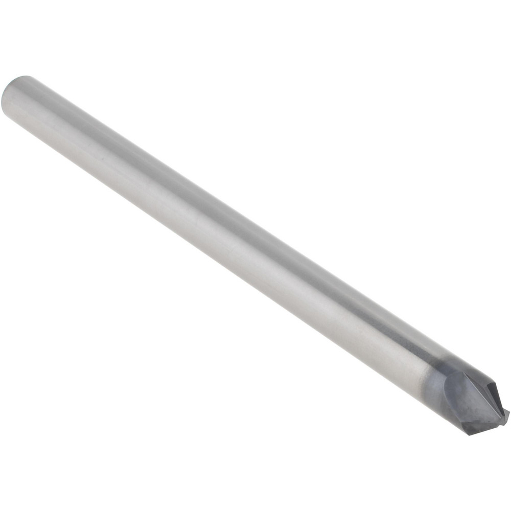 Accupro Chamfer Mill: 1/4" Dia, 1/4" Shank Dia, 90 deg, 3 Flute, Solid Carbide, Single End - EM99943849