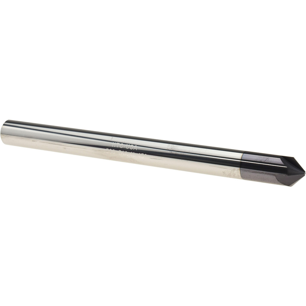 Harvey Tool Chamfer Mill: 1/2" Dia, 1/2" Shank Dia, 90 deg, 4 Flute, Solid Carbide, Single End - 982445-C3