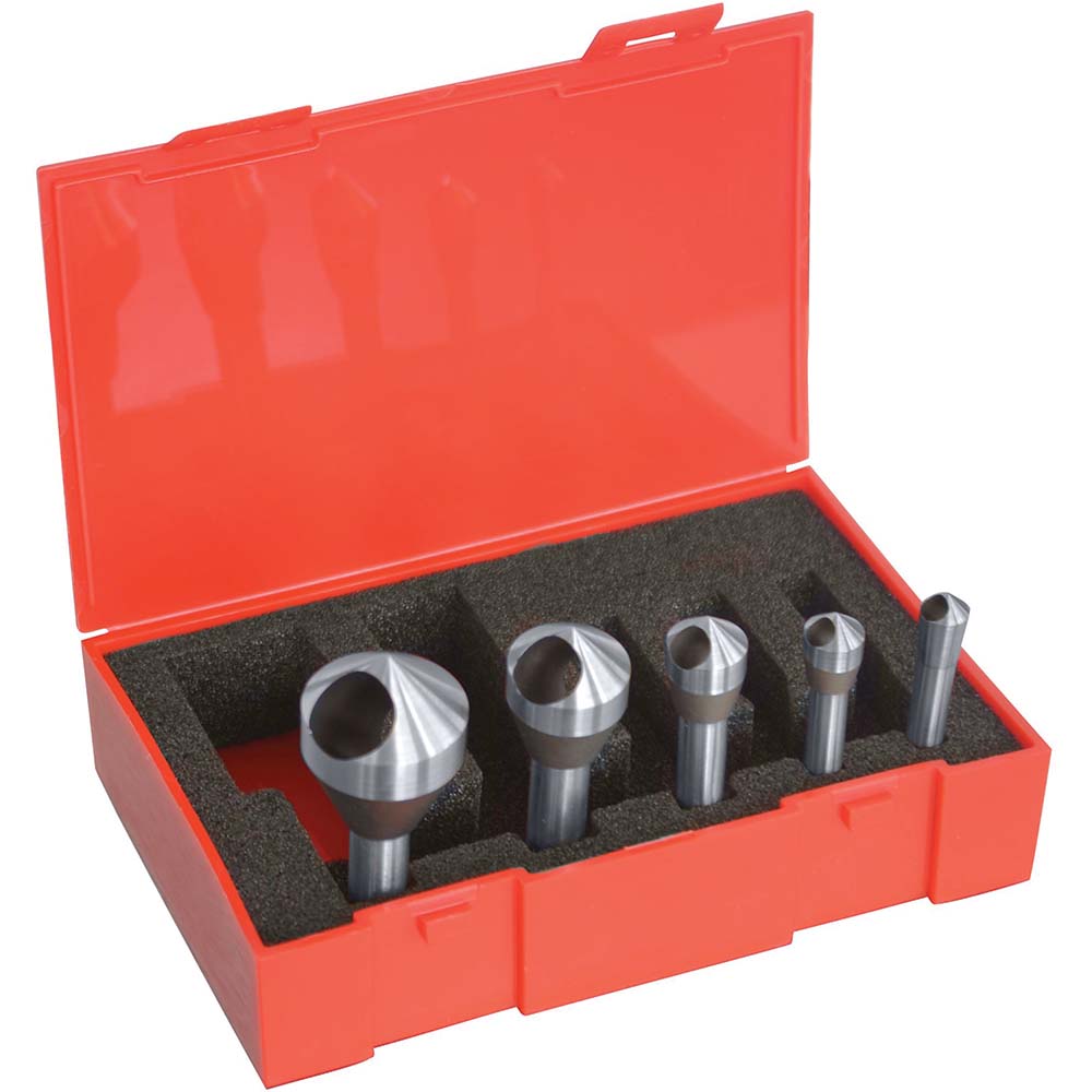 Cleveland Countersink Set: 5 Pc, 5/16 to 1" Head Dia, 0 Flute, 90 deg Included Angle - C94594
