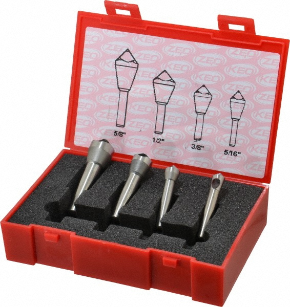 Cleveland Countersink Set: 5 Pc, 5/16 to 1" Head Dia, 0 Flute, 90 deg Included Angle - C94594