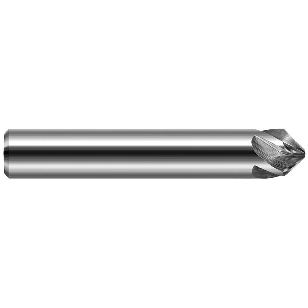 Harvey Tool Chamfer Mill: 1/8" Dia, 1/8" Shank Dia, 60 deg, 3 Flute, Solid Carbide, Single End - 916508
