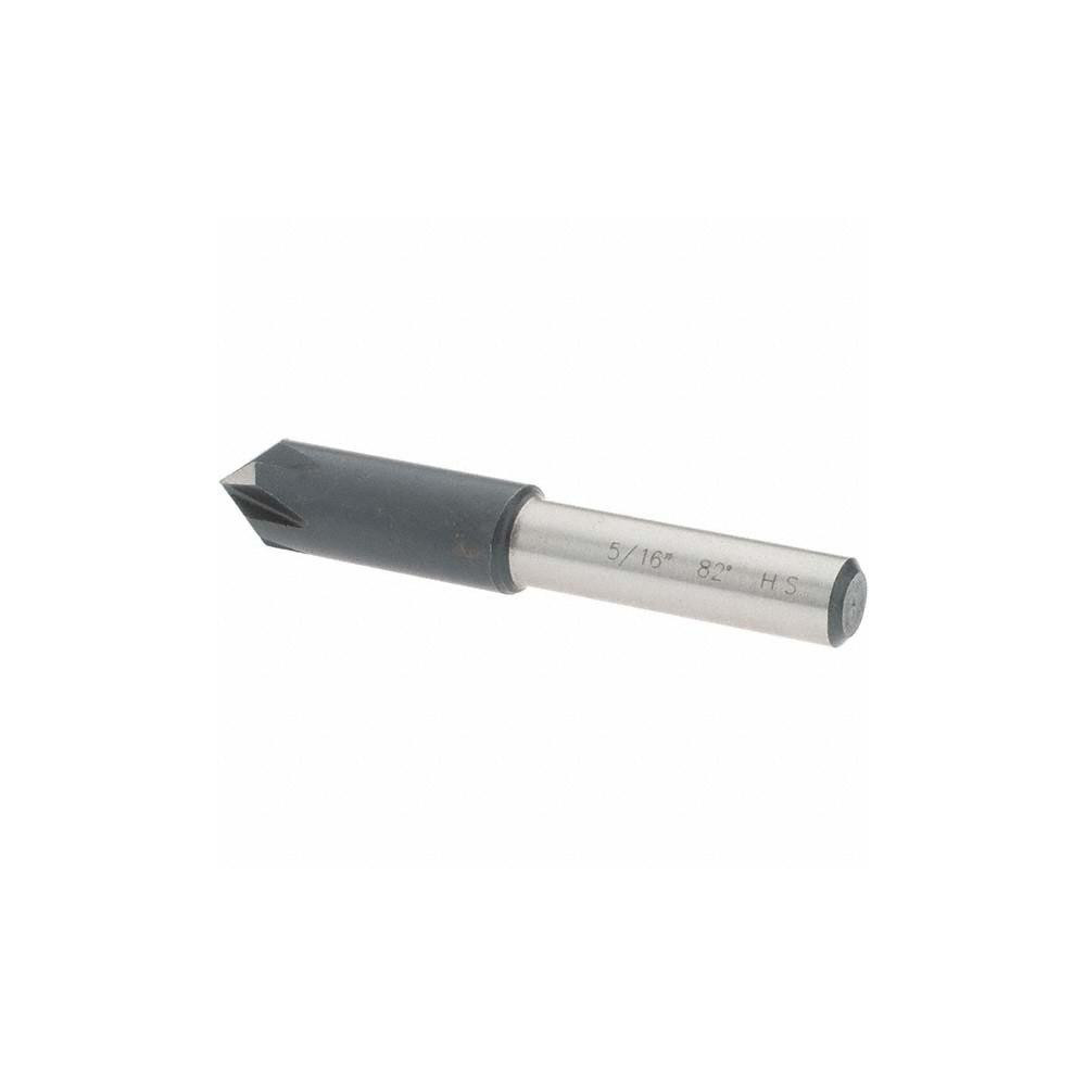Value Collection Countersink: 5/16" Head Dia, 82.00 deg Included Angle, 6 Flute, High-Speed Steel, Right Hand Cut - 28626