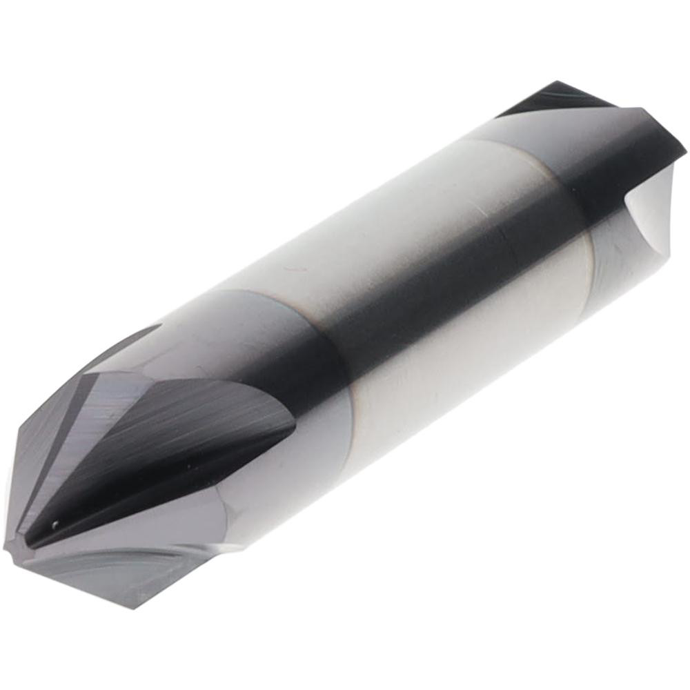 Harvey Tool Chamfer Mill: 1/2" Dia, 1/2" Shank Dia, 60 deg, 4 Flute, Solid Carbide, Double End - 18630-C3