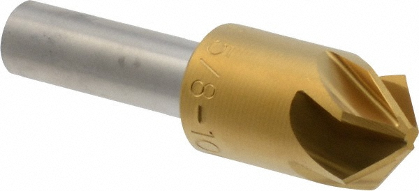 M.A. Ford® Countersink: 5/8" Head Dia, 100.00 deg Included Angle, 6 Flute, Solid Carbide, Right Hand Cut - 78062504TICN