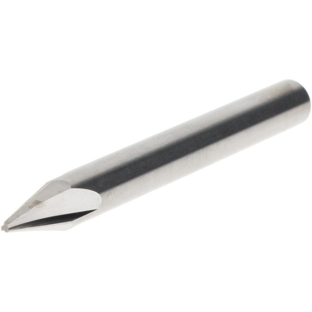 Harvey Tool Chamfer Mill: 1/4" Dia, 1/4" Shank Dia, 30 deg, 3 Flute, Solid Carbide, Single End - 18515