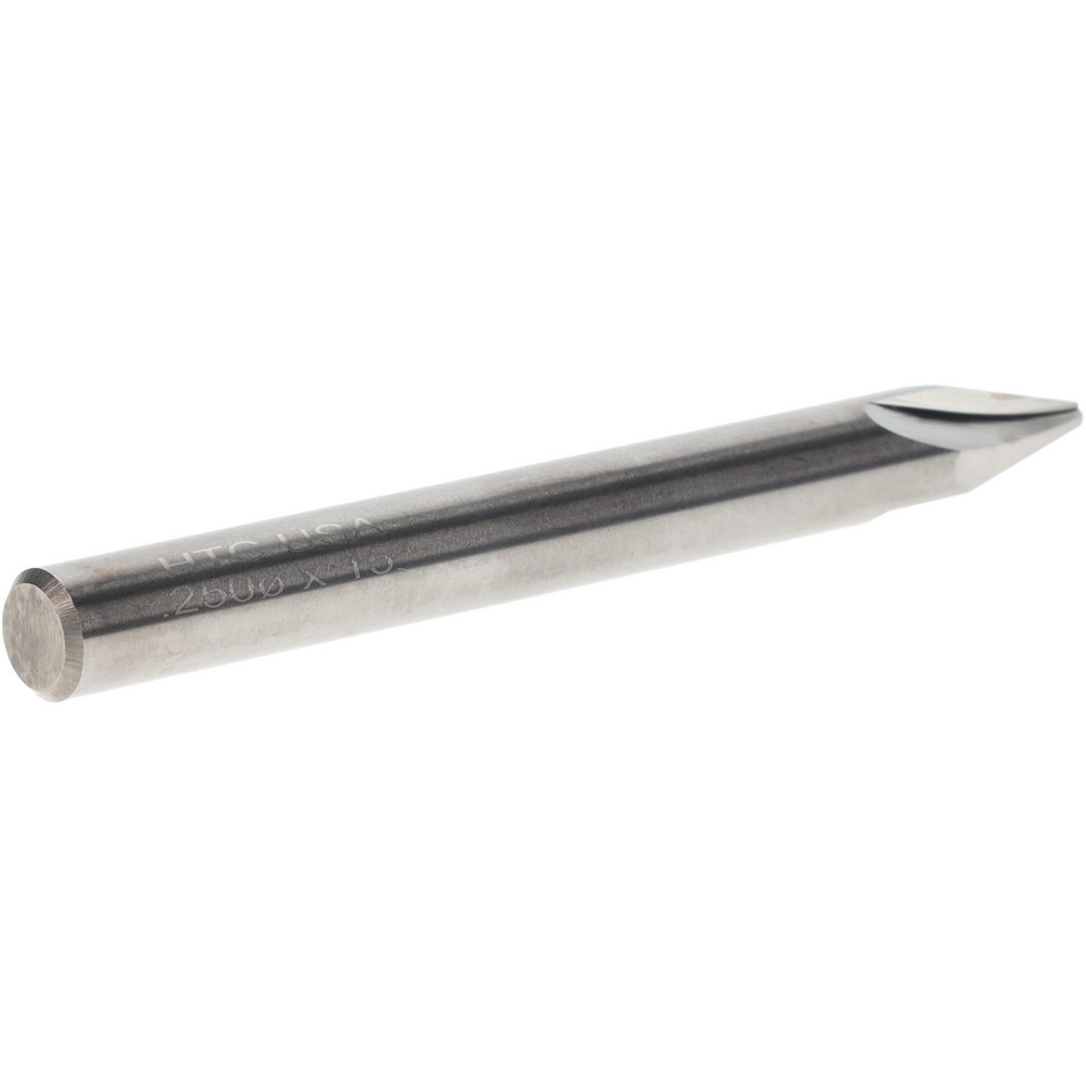 Harvey Tool Chamfer Mill: 1/4" Dia, 1/4" Shank Dia, 30 deg, 3 Flute, Solid Carbide, Single End - 18515