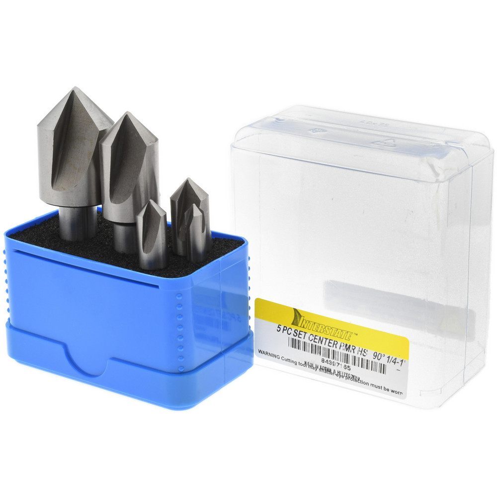 Value Collection Countersink Set: 5 Pc, 1/4 to 1" Head Dia, 3 Flute, 90 deg Included Angle - SC40905S
