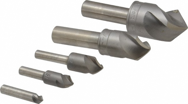 Value Collection Countersink Set: 5 Pc, 1/4 to 1" Head Dia, 3 Flute, 90 deg Included Angle - SC40905S