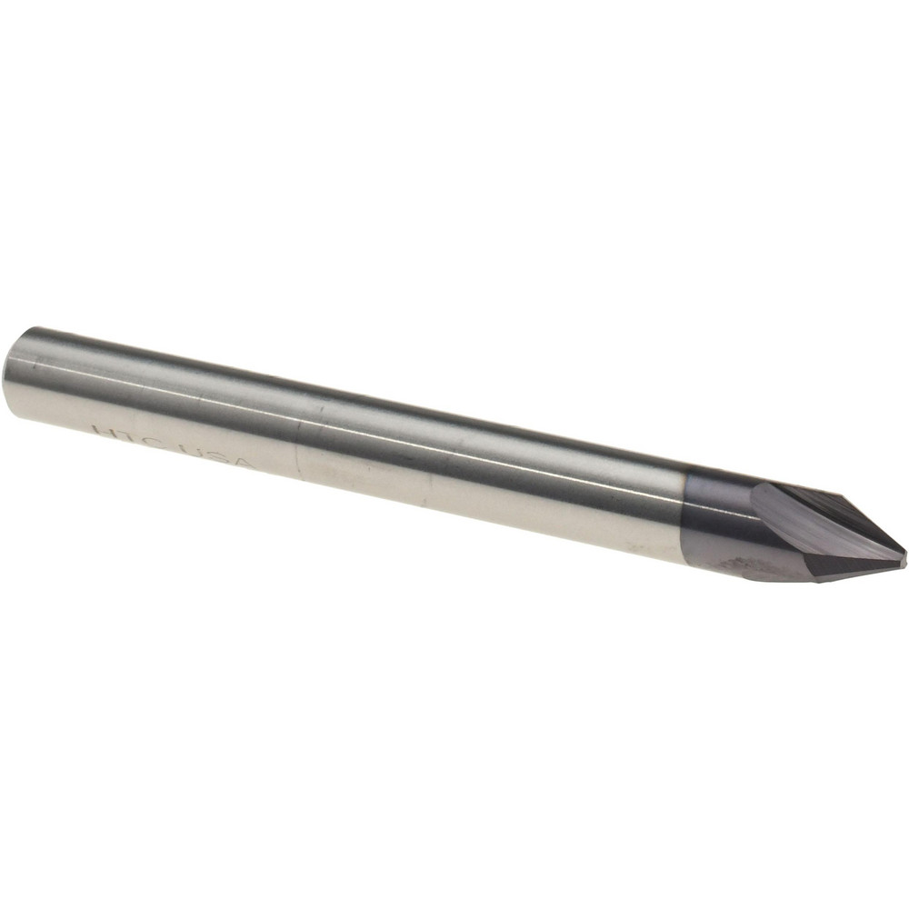 Harvey Tool Chamfer Mill: 3/8" Dia, 3/8" Shank Dia, 60 deg, 3 Flute, Solid Carbide, Single End - 18430-C8