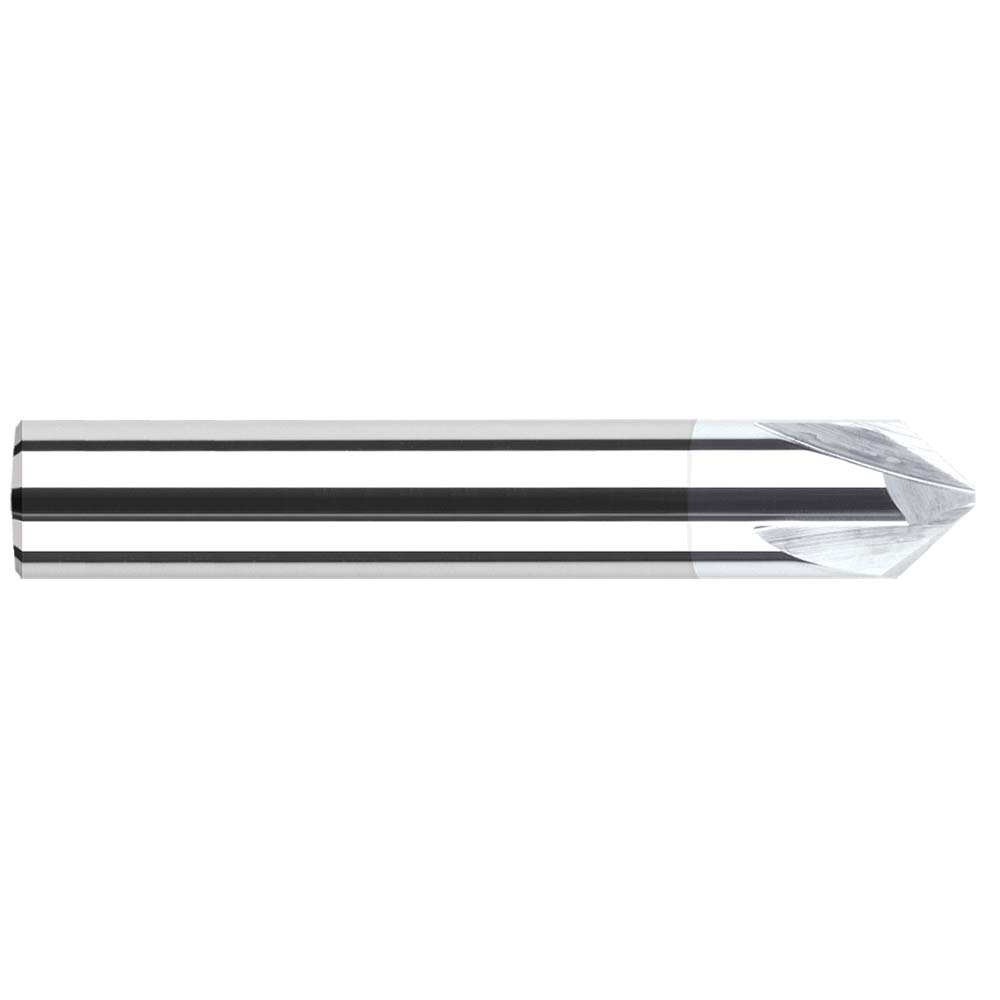 Harvey Tool Chamfer Mill: 3/8" Dia, 3/8" Shank Dia, 60 deg, 3 Flute, Solid Carbide, Single End - 18430-C8