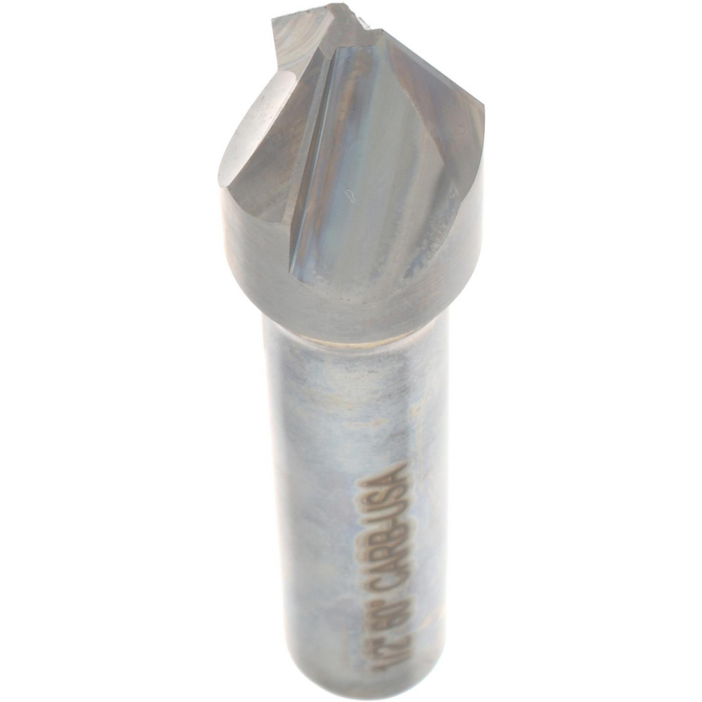 Hertel Countersink: 1/2" Head Dia, 60.00 deg Included Angle, 3 Flute, Solid Carbide, Right Hand Cut - 333-006550