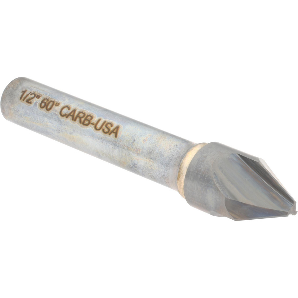 Hertel Countersink: 1/2" Head Dia, 60.00 deg Included Angle, 3 Flute, Solid Carbide, Right Hand Cut - 333-006550