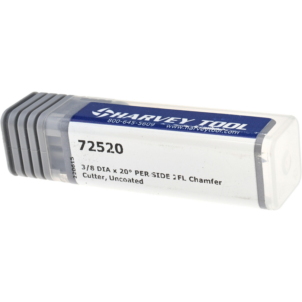 Harvey Tool Chamfer Mill: 3/8" Dia, 3/8" Shank Dia, 40 deg, 2 Flute, Solid Carbide, Single End - 72520