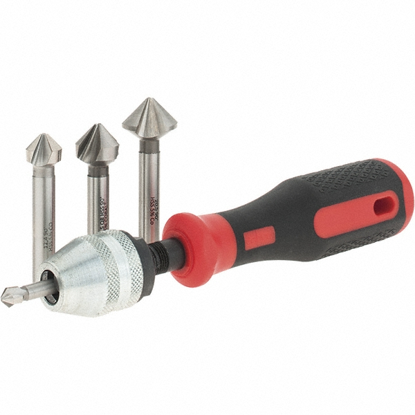 Guhring Countersink Set: 6 Pc, 1/4 to 3/4" Head Dia, 3 Flute, 82 deg Included Angle - 9056760010000