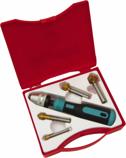 Guhring Countersink Set: 6 Pc, 1/4 to 3/4" Head Dia, 3 Flute, 82 deg Included Angle - 9056760010000
