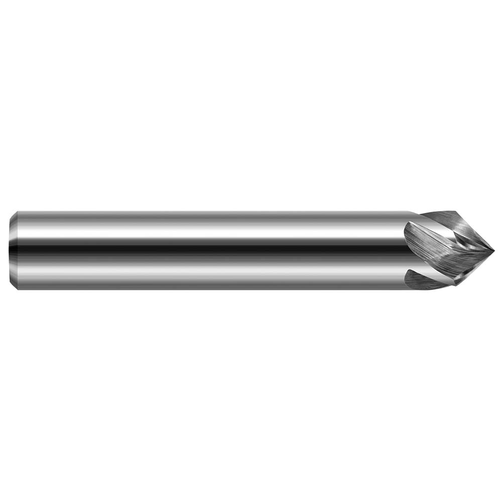 Harvey Tool Chamfer Mill: 1/4" Dia, 1/4" Shank Dia, 120 deg, 4 Flute, Solid Carbide, Single End - 888816