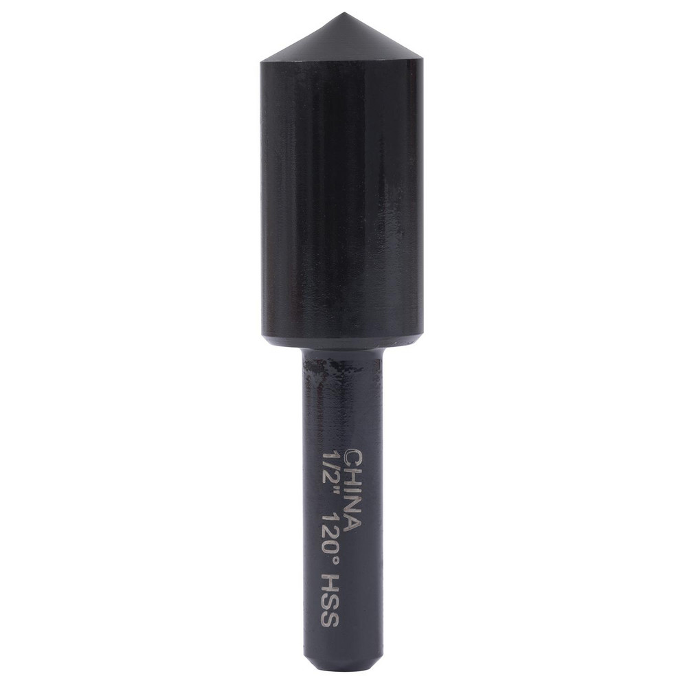 Hertel Countersink: 1/2" Head Dia, 120.00 deg Included Angle, 1 Flute, High-Speed Steel, Right Hand Cut - GX89340202
