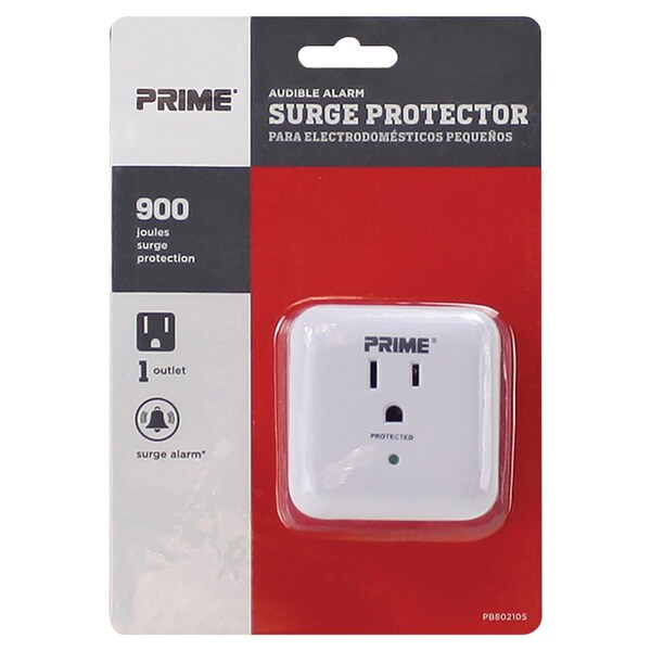 Prime 1-Outlet Wall Tap with 900-Joule Surge Protection and End of Service Alarm - PB802105