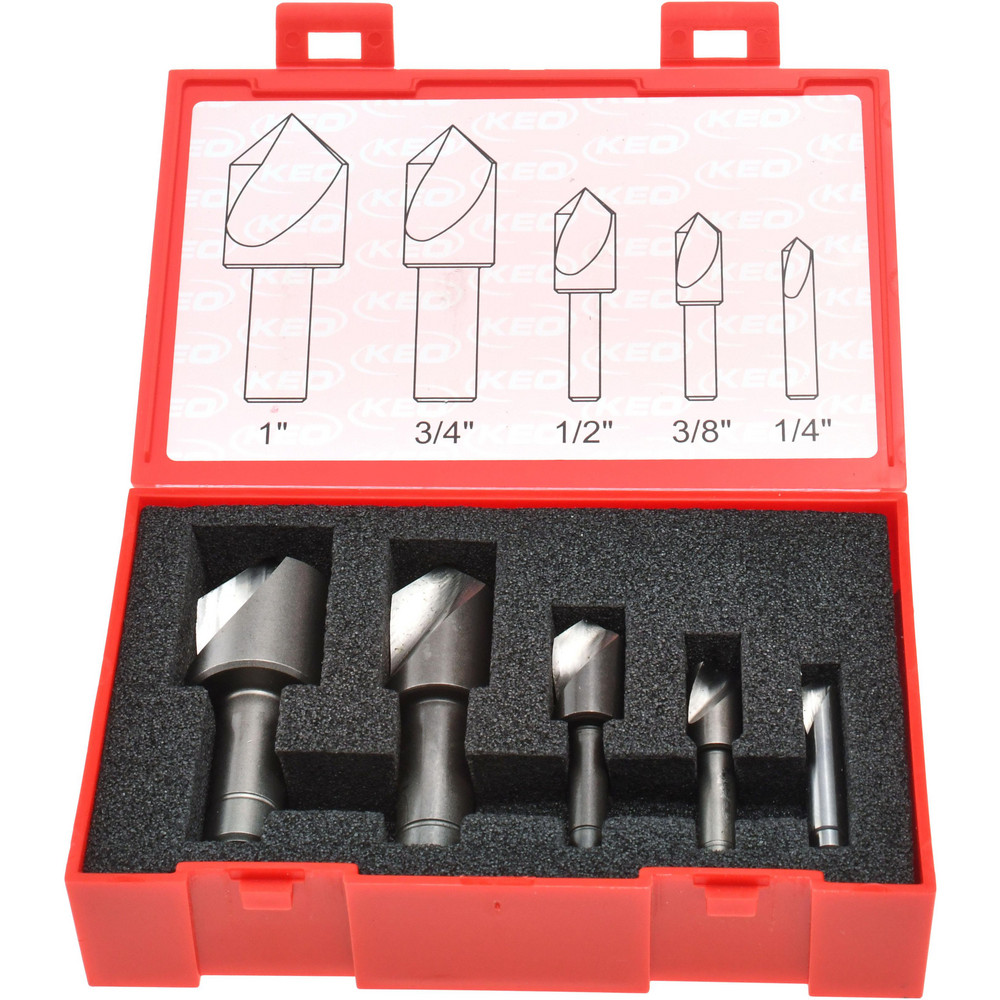 Keo Countersink Set: 5 Pc, 5/16 to 1" Head Dia, 0 Flute, 82 deg Included Angle - 919-000-217