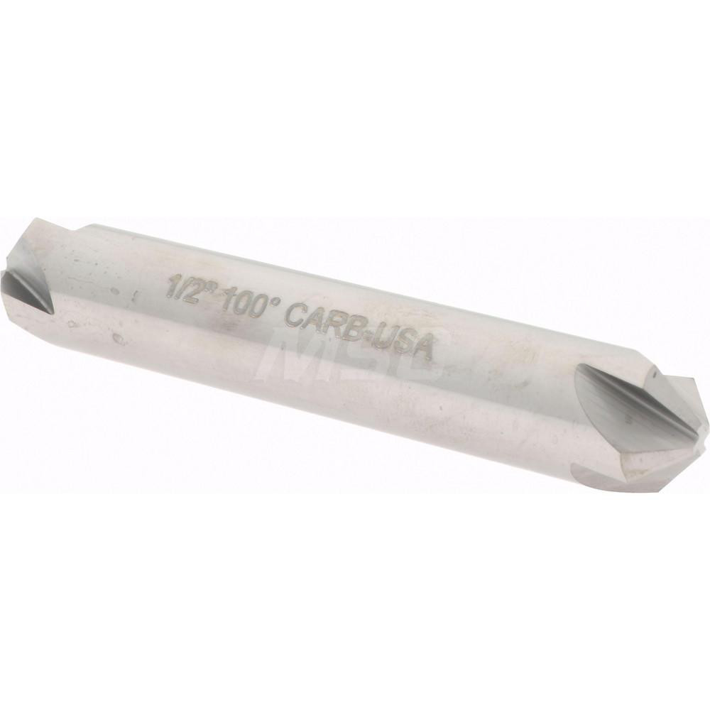 Hertel Countersink: 1/2" Head Dia, 100.00 deg Included Angle, 4 Flute, Solid Carbide, Right Hand Cut - 334-206080