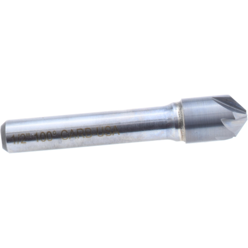 Hertel Countersink: 1/2" Head Dia, 100.00 deg Included Angle, 4 Flute, Solid Carbide, Right Hand Cut - 334-206080