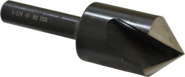 Cleveland Countersink: 1-1/4" Head Dia, 90.00 deg Included Angle, 1 Flute, High-Speed Steel, Right Hand Cut - C46138