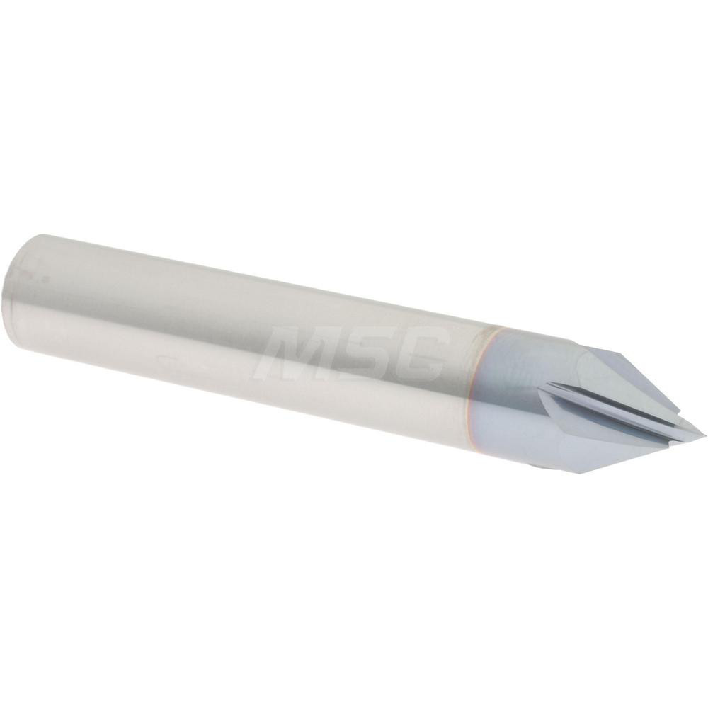Accupro Chamfer Mill: 1/2" Dia, 1/2" Shank Dia, 60 deg, 4 Flute, Solid Carbide, Single End - 2500055