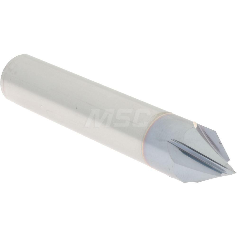 Accupro Chamfer Mill: 1/2" Dia, 1/2" Shank Dia, 60 deg, 4 Flute, Solid Carbide, Single End - 2500055