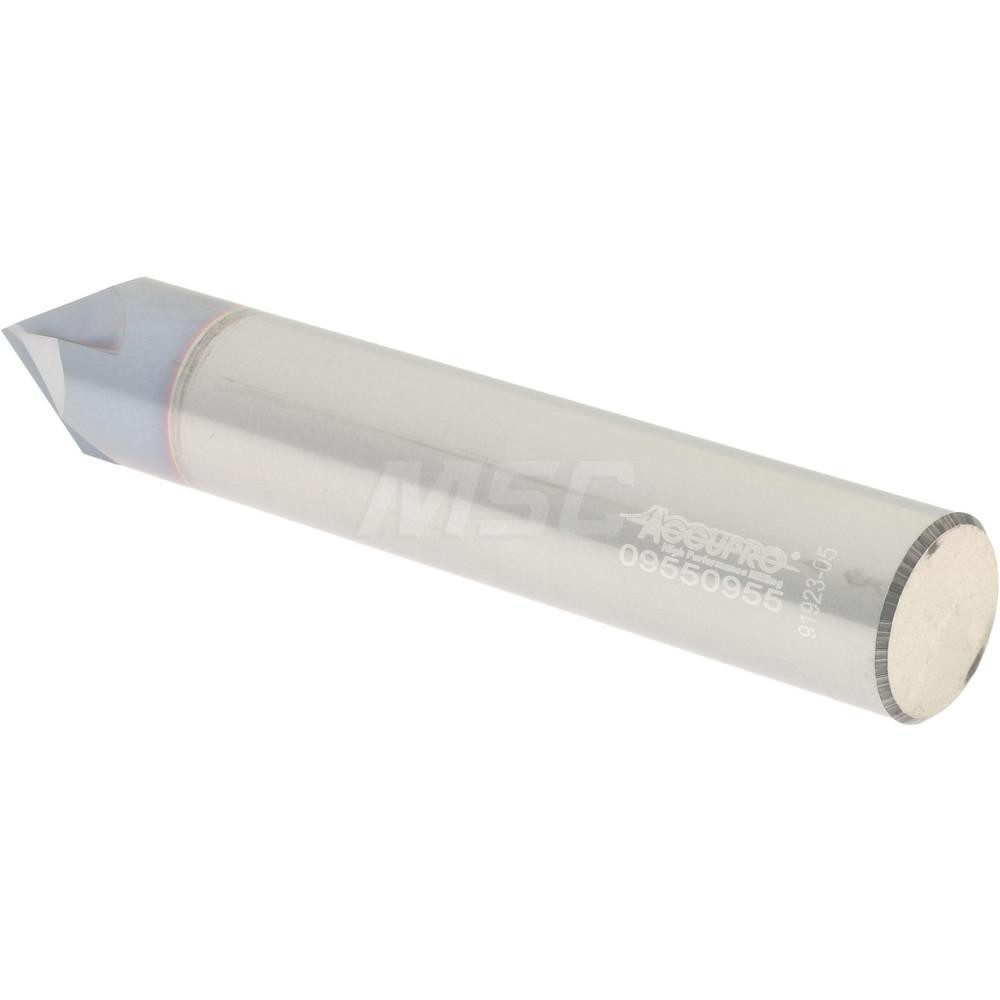 Accupro Chamfer Mill: 1/2" Dia, 1/2" Shank Dia, 60 deg, 4 Flute, Solid Carbide, Single End - 2500055