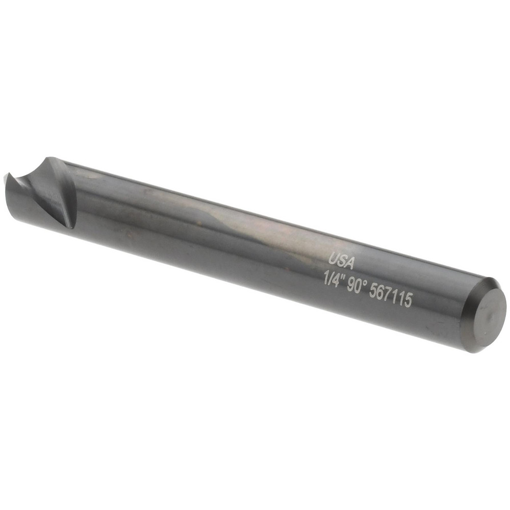Melin Tool Countersink: 1/4" Head Dia, 90.00 deg Included Angle, 1 Flute, High-Speed Steel, Right Hand Cut - 18012