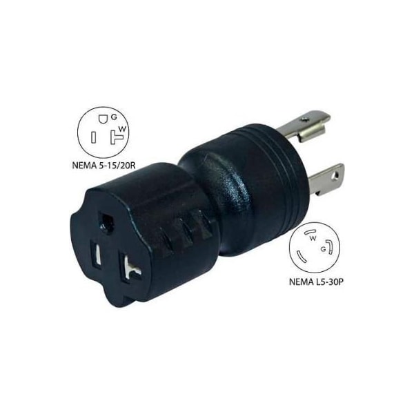 Conntek Conntek 30126-BK, 30 to 15/20-Amp Generator Locking Adapter with NEMA L5-30P to 5-15/20R, Black - 30126-BK