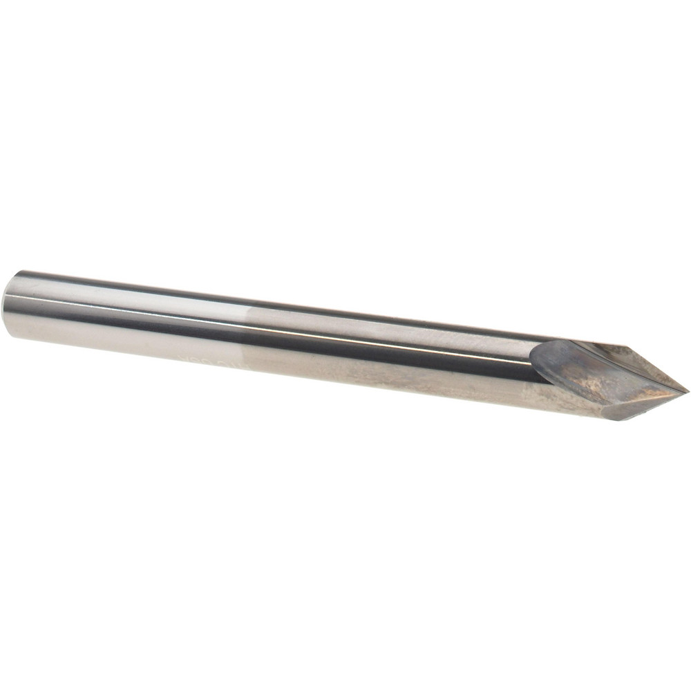 Made in USA Chamfer Mill: 3/16" Dia, 3/16" Shank Dia, 60 deg, 4 Flute, Solid Carbide, Double End - 64-1442