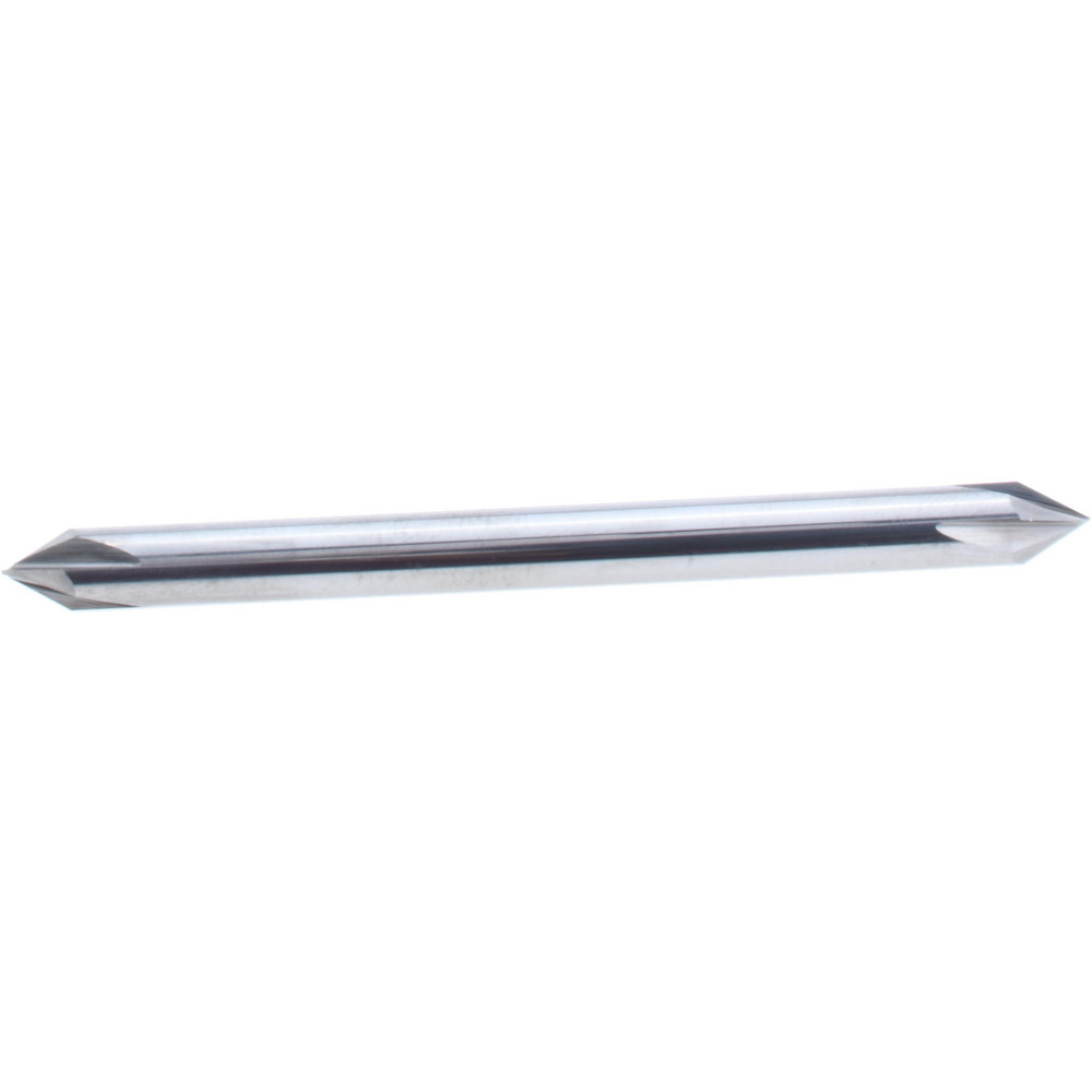 Made in USA Chamfer Mill: 3/16" Dia, 3/16" Shank Dia, 60 deg, 4 Flute, Solid Carbide, Double End - 64-1442
